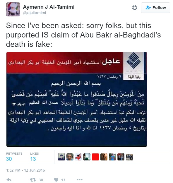 ДАЕШ лъже за смъртта на Багдади
