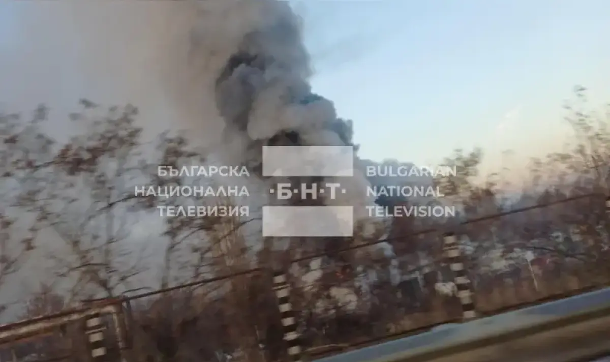Пожар гори край надлез в София