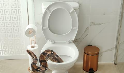 Змия изпълзя от тоалетната и захапа младеж по... (ВИДЕО) - 1