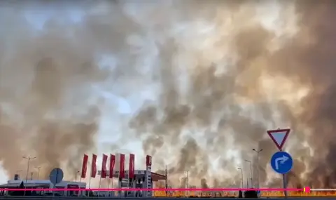 Голям пожар на магистрала "Тракия", близо до бензиностанция. Огънят е овладян (ВИДЕО) - 1