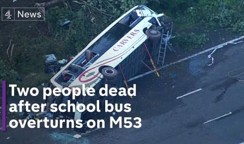 Двама загинаха при катастрофа с училищен автобус във Великобритания ВИДЕО - 1