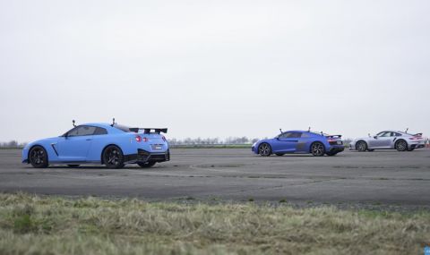 Nissan GT-R Nismo се пробва срещу Audi R8 и Porsche Turbo S (ВИДЕО) - 1