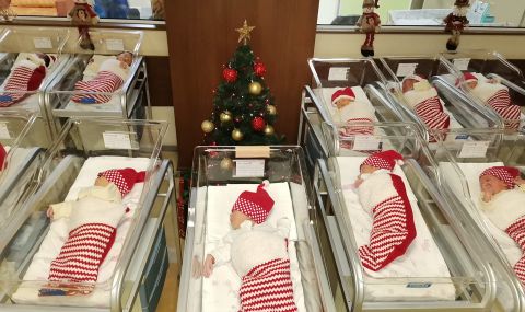 На Рождество: В Бургас облякоха новородените с коледни чорапчета - 1