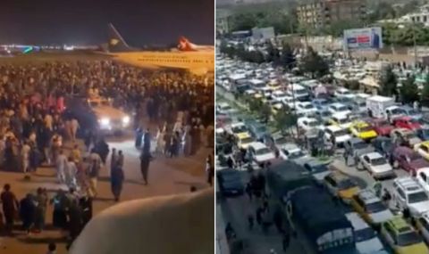 Вижте как отчаяни хора се опитват да се качат на товарен самолет, за да избягат от Кабул (ВИДЕО) - 1