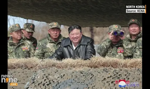 Ким Чен-ун ръководи военна демонстрация с участието на танкове ВИДЕО - 1
