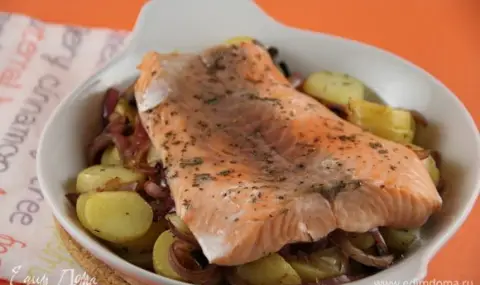 Рецепта на деня: Печена сьомга със сезонни кореноплодни зеленчуци - 1