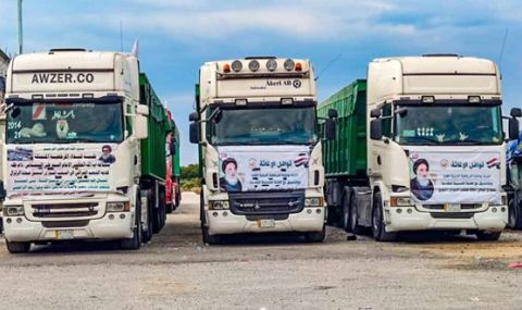 Иракски конвой превозва тонове хуманитарна помощ за пострадалите от земетресението в Латакия - 1