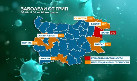 Грипна епидемия във Варна, шест области са в предепидемична обстановка
