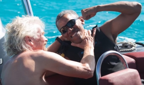 Обама и Брансън карат сърф на Карибите (ВИДЕО) - 1