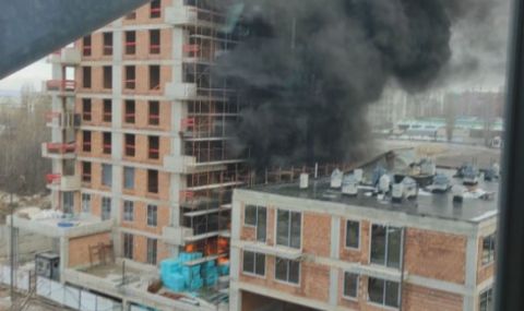 Пожар в новострояща се сграда на "Цариградско шосе" в София  - 1