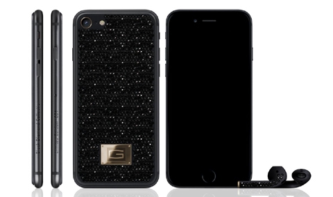 iPhone 7, обсипан с черни диаманти - 1