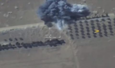 Русия унищожи цяла колона с бронетехника на "Ислямска държава" (ВИДЕО) - 1