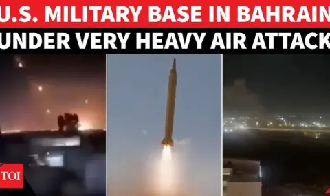 Tasnim: Масивен пожар е избухнал в американска военна база Шейх Иса в Бахрейн след иранска атака