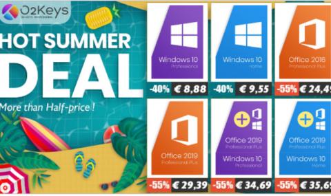 O2keys летни продажби: Windows 10 за €8,88, Office 2019 за €29,39, намаление до 55%！ - 1