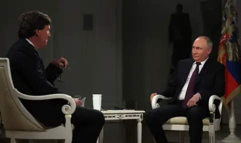 От интервюто пред Тъкър Карлсън стана ясно, че Путин няма намерение да слага край на бруталната си война срещу Украйна - 1