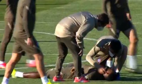 Футболист на Атлетико Мадрид колабира на тренировка (ВИДЕО) - 1
