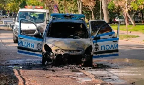 A burning police patrol car startled Ruse residents  - 1