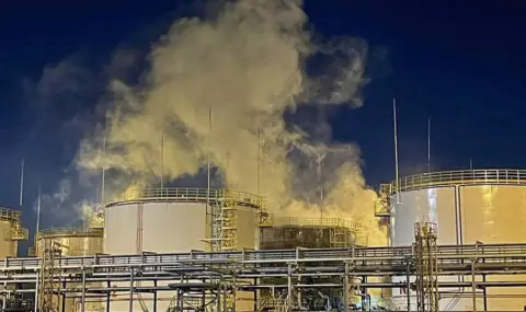 Large fire breaks out at Lukoil refinery after drone attack in Russia  - 1