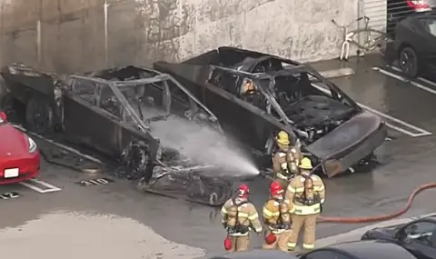 Мистериозен пожар изпепели два Cybertruck-а - 1