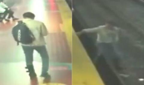 Мъж падна на релсите в метрото, докато си гледа телефона - 1