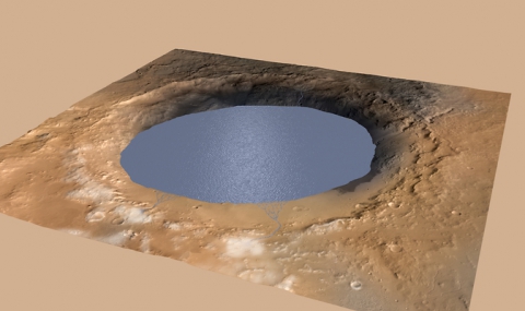 Откриха пресъхнало езеро на Марс, в което може да е имало живот - 1
