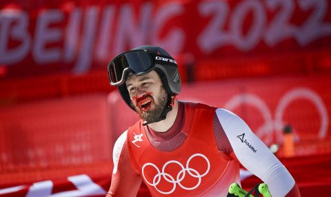 Австрийски спускач разби носа си на Олимпиадата в Пекин - 1