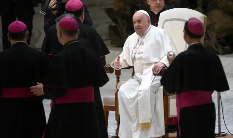 Pope Francis with a bad cold and asks for help during the weekly audience  - 1