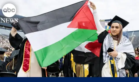Протестиращи срещу войната в Газа прекъснаха церемонията по дипломирането в Мичиганския университет ВИДЕО - 1