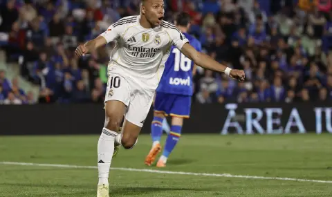 Мбапе реши трудна битка за Реал Мадрид след мач с два червени картона за Хетафе  - 1