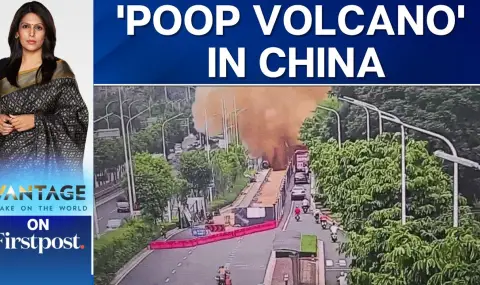 Stinking fountain of excrement washes over cars and people in China VIDEO  - 1