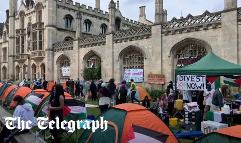 Студентите от Оксфорд и Кембридж разпънаха пропалестински палаткови лагери ВИДЕО - 1