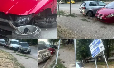 Млад шофьор помете пет коли и микробус във Видин - 1