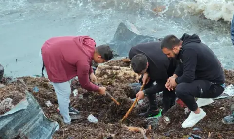 Тълпа окупира плажа в Царево заради довлачени от стихията банкноти. Двама мародери са задържани с много пари в Елените - 1