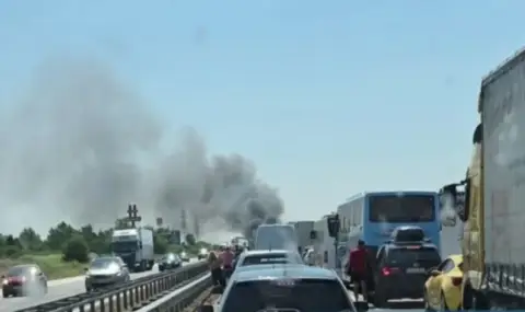 Горящ тир затвори магистрала „Тракия“ в посока Бургас
