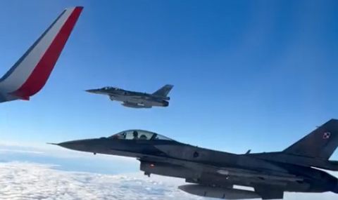 Изтребители F16 ескортираха самолета на Полша за Катар (ВИДЕО) - 1