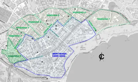 Ново разрастване на платената зона - синя и зелена - във Варна - 1