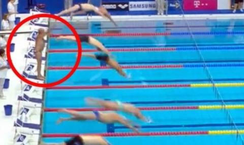 Каталунски плувец не скочи във водата в знак на почит - 1