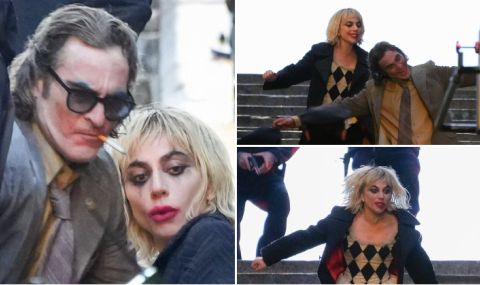 Лейди Гага и Хоакин Финикс танцуват, пушат и се смеят в новия "Жокер" - 1