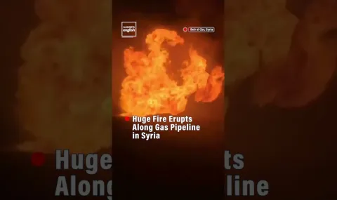 Голям пожар обхвана газопровод в Сирия ВИДЕО - 1