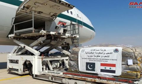 Втори самолет от Пакистан, натоварен с хуманитарна помощ и лекари, кацна в Дамаск - 1