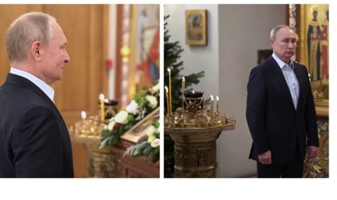 Путин присъства сам на празнична служба на Бъдни вечер - 1