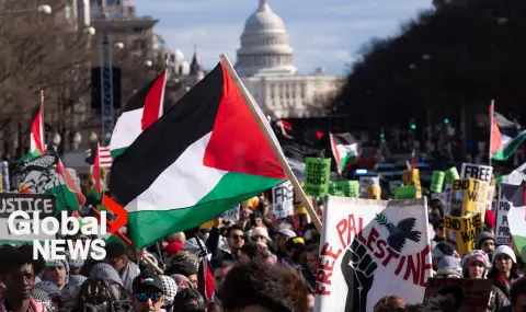 Хиляди във Вашингтон и Лондон настояха за прекратяване на огъня в Газа ВИДЕО - 1