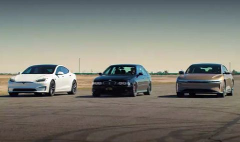 Най-бързите електромобили срещу 20-годишно BMW M5 (ВИДЕО) - 1