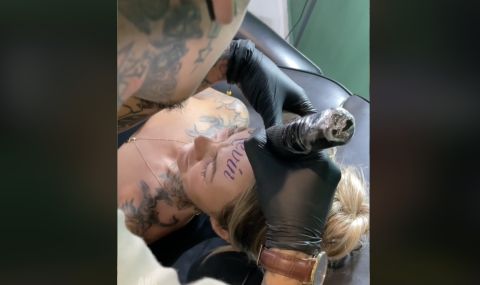 Жена татуира името на гаджето си на челото си и ... (ВИДЕО) - 1