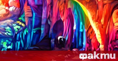 Американски фотограф откри ледена пещера обагрена в цветовете на дъгата