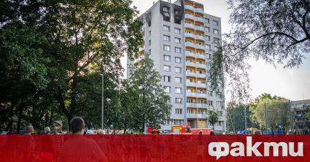 Пожар в 13-етажен жилищен блок в градчето Бохумин в Чехия