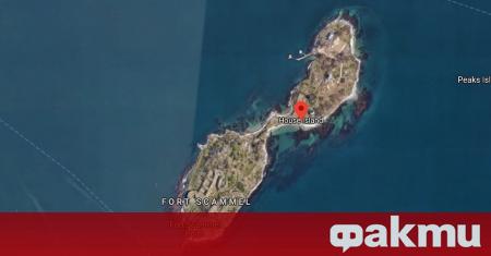 Площта на частният остров, разположен край бреговете на Πopтлaнд, Meйн,