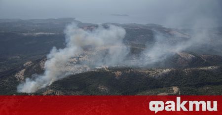 Пожарът който бушува от дни на гръцкия остров Тасос днес