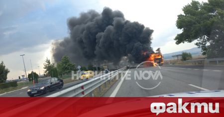Затвориха АМ „Тракия” при Бургас заради горящ автобус. Инцидентът е