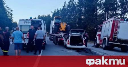 Товарният автомобил в който се удари кола край Дупница не